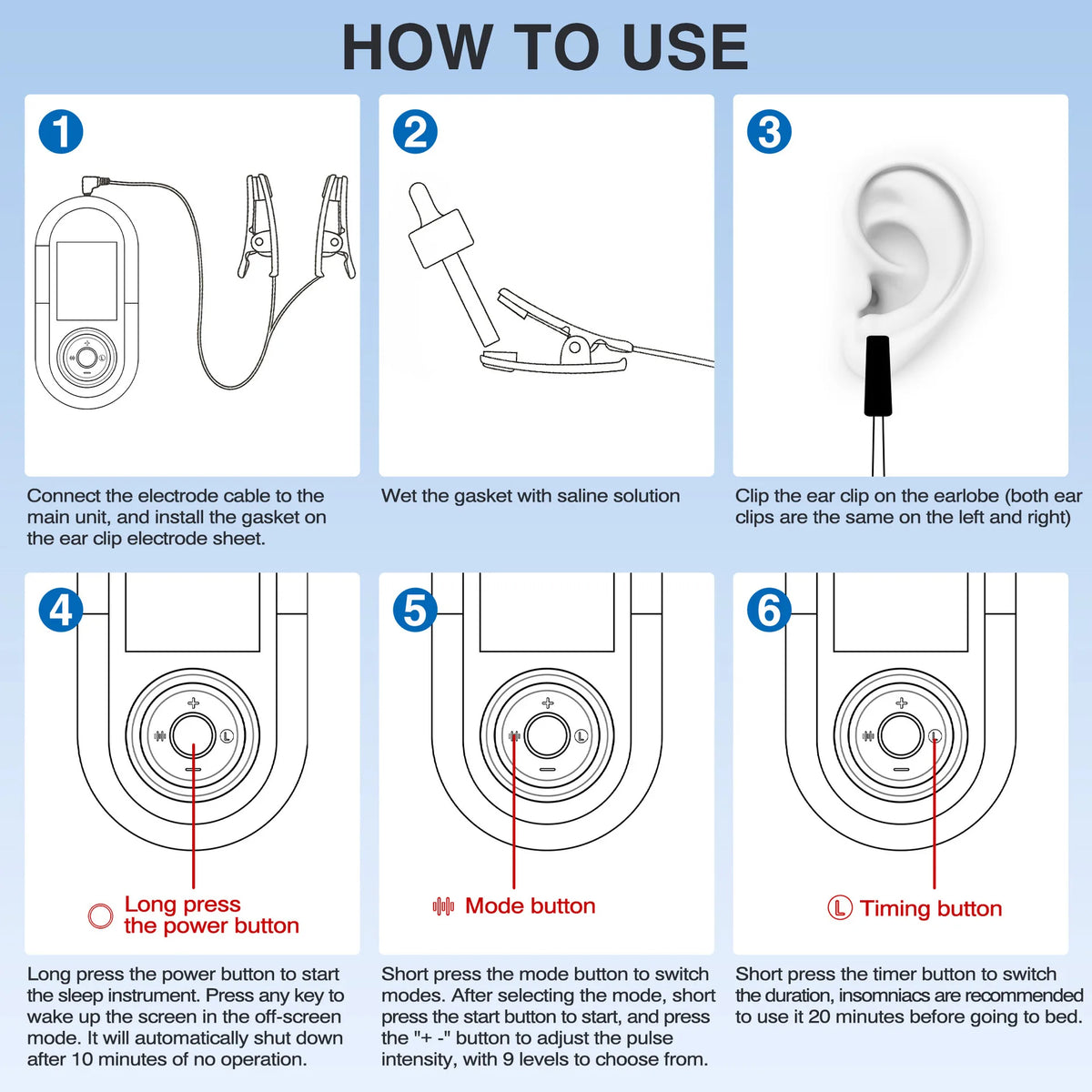 Rechargeable CES Ear-Clip Stimulation Device with 3 Modes