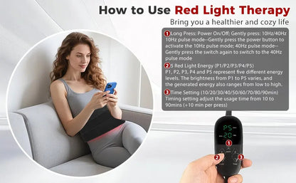 Red Light Therapy Belt | 210 LED 660nm 850nm Infrared Heating Wrap with Remote & Adjustable Heat