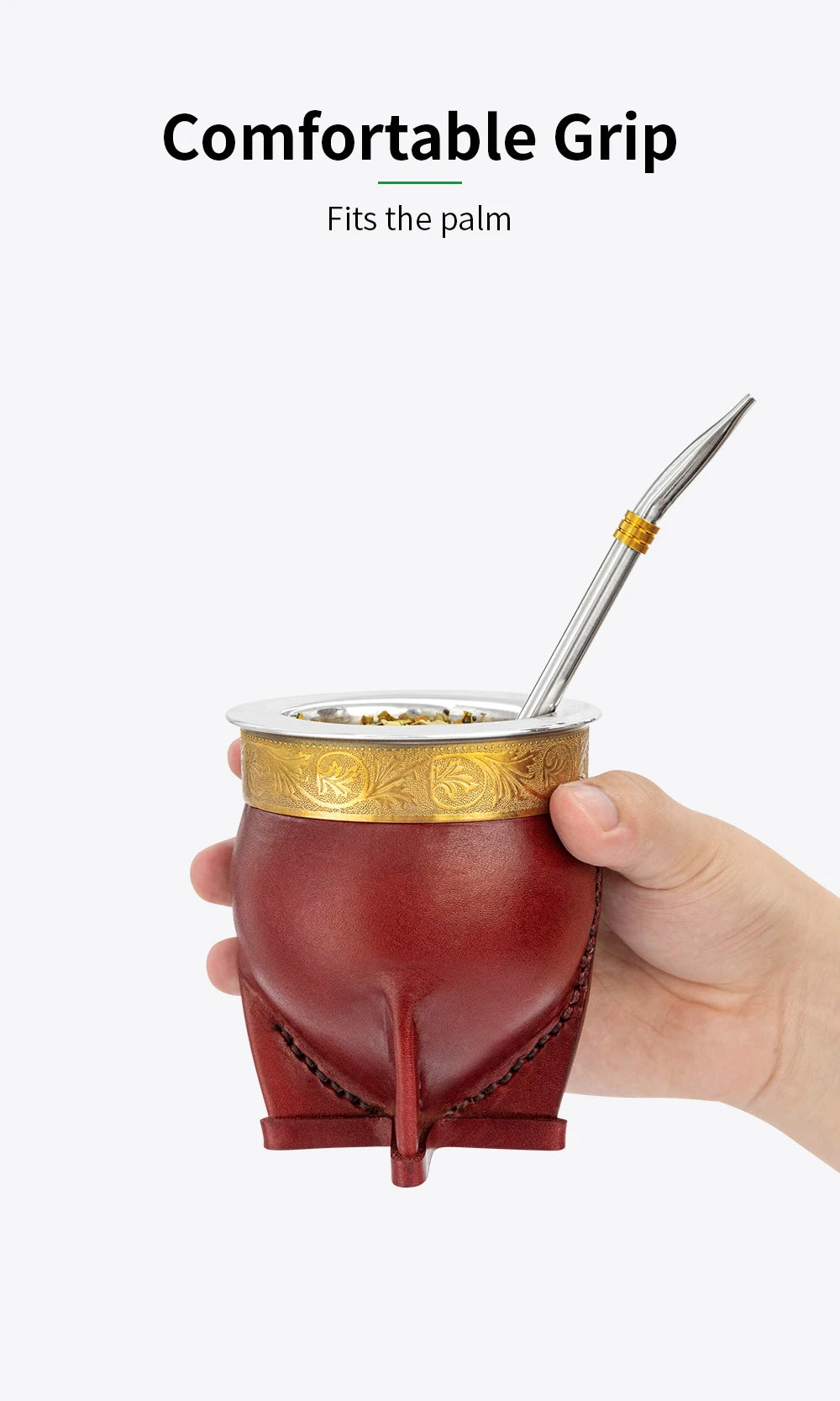 Premium Stainless Steel Yerba Mate Gourd Set | Gold Mate Cup with Bombilla Straw & Cleaning Brush
