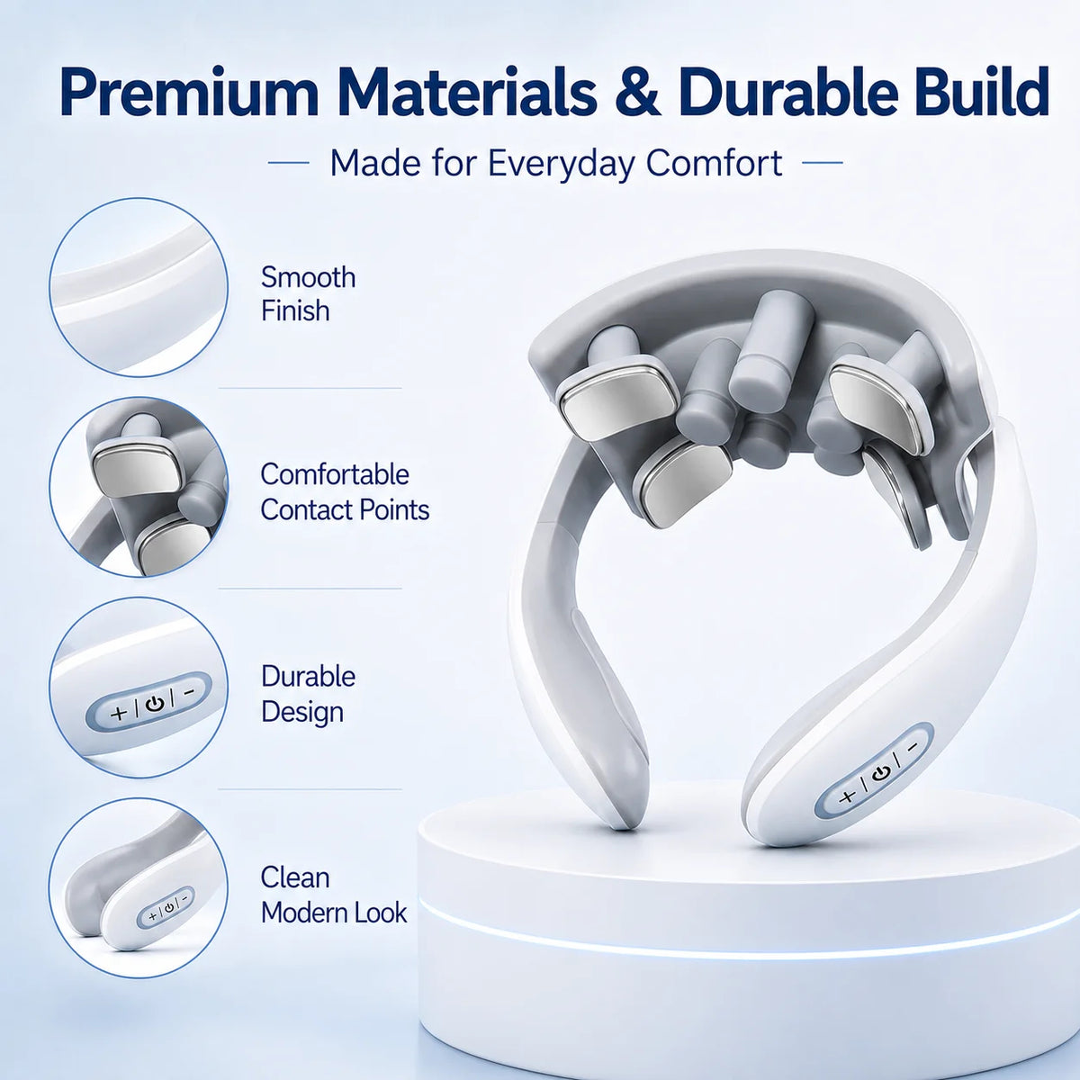 Wearable Neck Massager with Warmth and On-Device Controls