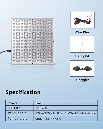 Red Light Therapy Panel | 660nm 850nm Near Infrared LED Lamp for Face, Body & Skin Care