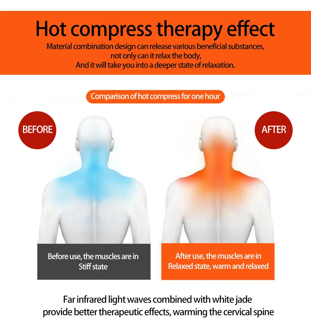 Infrared Neck Heating Pad | Jade Tourmaline Heated Neck Pillow with Adjustable Heat for Neck Pain & Stiffness Relief