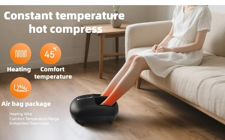 Foot Massager Machine with Heat and Air Compression | Deep Kneading Rollers, Adjustable Intensity, LCD Display & Remote