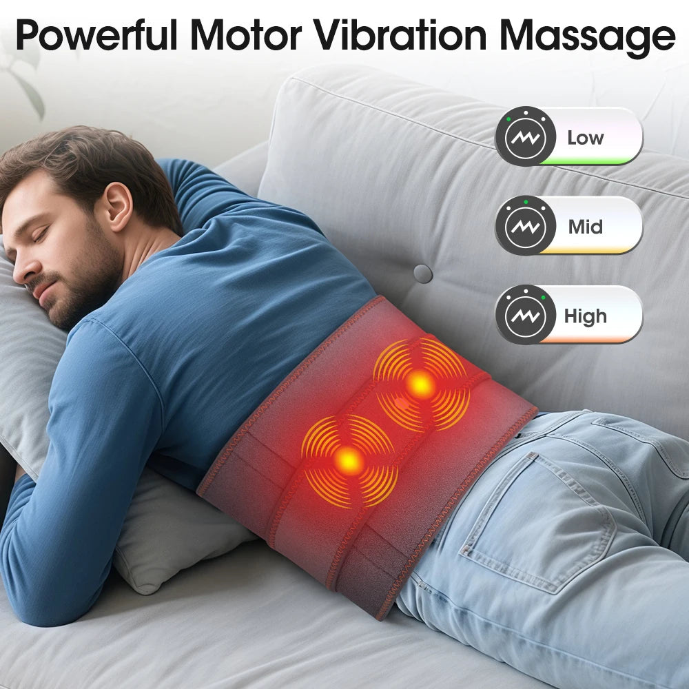 Back Massager Belt with Heat | Cordless Lumbar Heating Pad with Red Light, Vibration & Rechargeable Battery