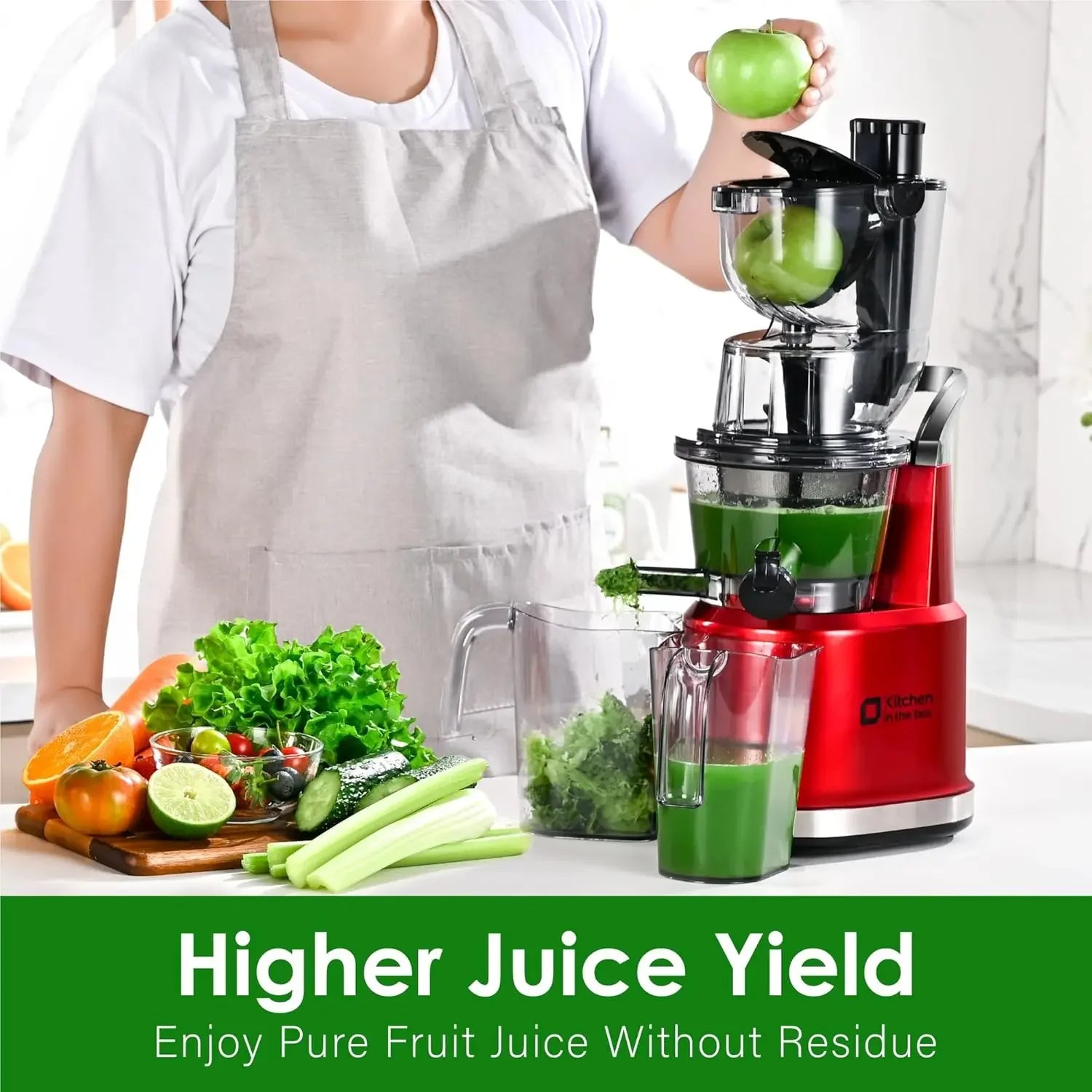 Cold Press Juicer | Wide 3.27" Chute, BPA-Free, High Juice Yield, Low-Noise Masticating