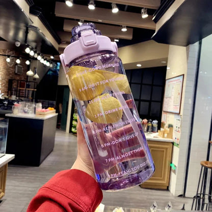 68oz Motivational Water Bottle | 2L BPA-Free Bottle with Time Marker & Straw | Leakproof, Reusable Hydration Tracker for Gym, Office & Travel