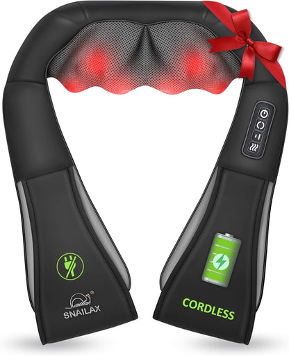 Cordless Shiatsu Neck and Shoulder Massager with Heat | 8 Kneading Nodes, 2 Intensities & 70–80 Minute Runtime