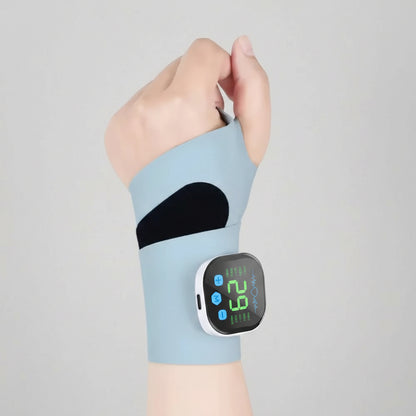 Wrist Massager | Cordless EMS Wrist Brace with Vibration, 10 Massage Modes & USB Rechargeable Design Blue