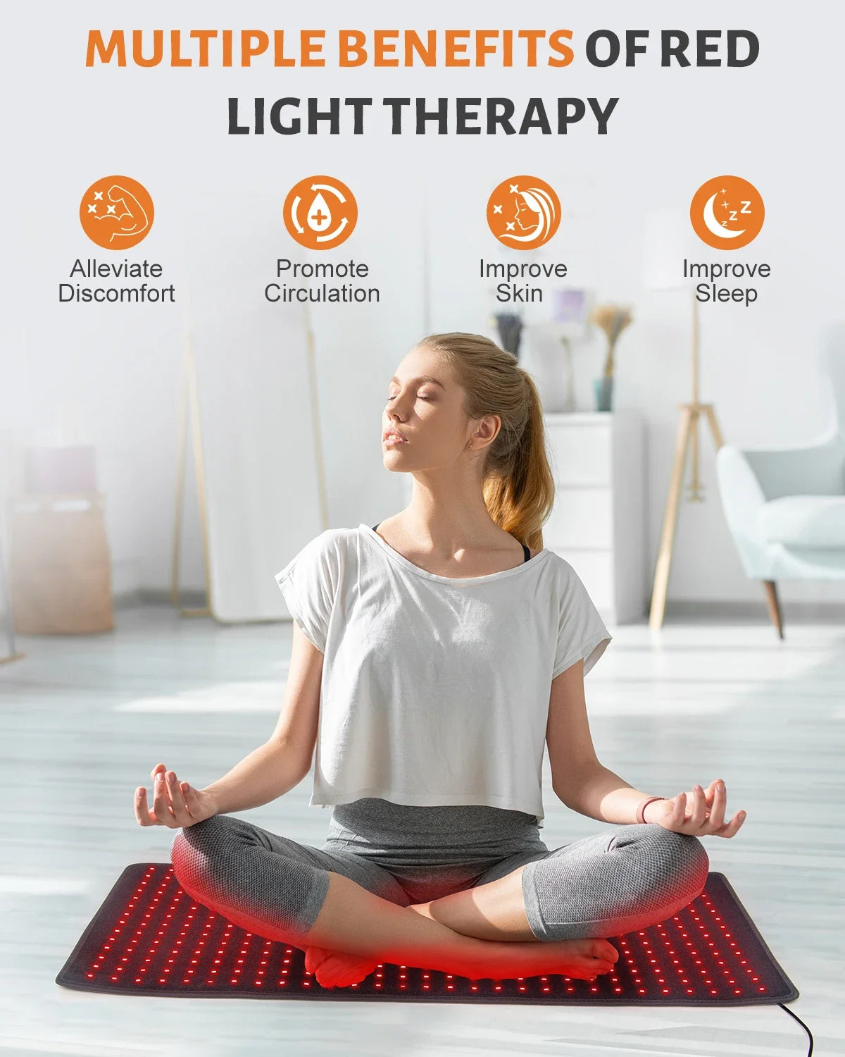 Red Light Therapy Pad | 406 LED 660nm 850nm Infrared Light Therapy Mat for Back, Waist & Body
