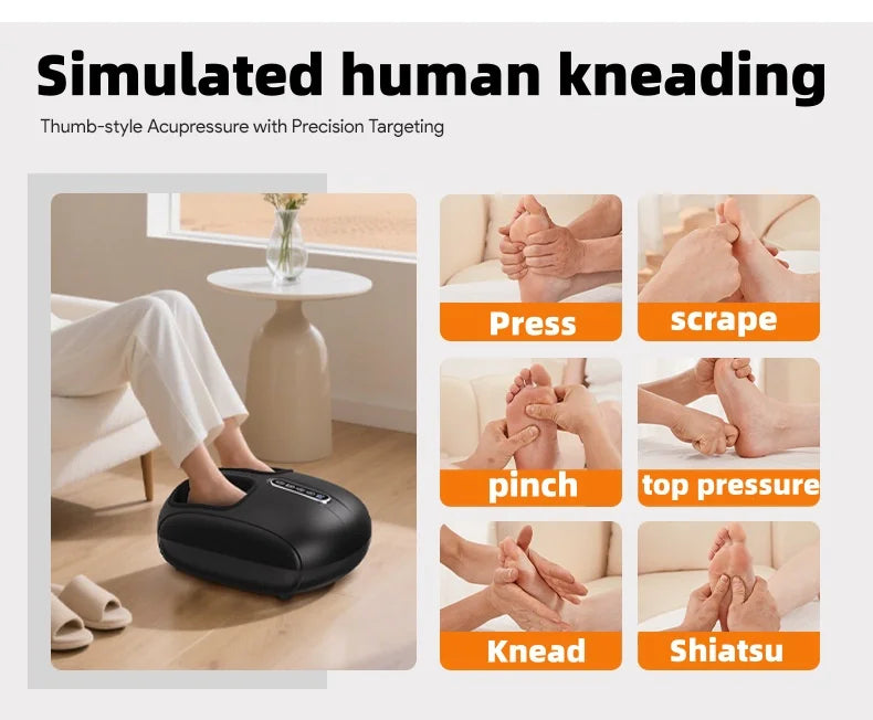 Foot Massager Machine with Heat and Air Compression | Deep Kneading Rollers, Adjustable Intensity, LCD Display & Remote