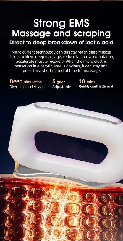 Fascia Scraping Tool Massager with Heat | Electric Muscle Scraper with Microcurrent, Vibration & 5 Heat Levels