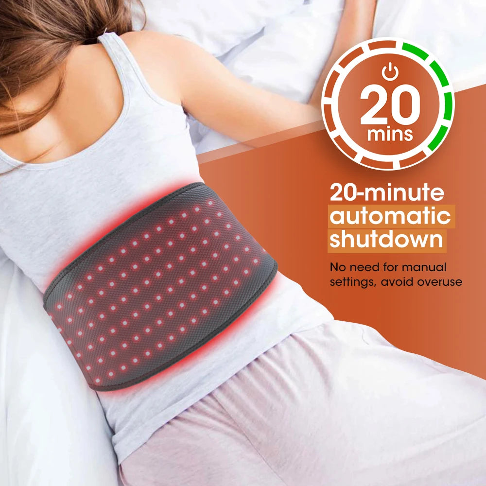 Red Light Therapy Belt | 660nm 850nm Near Infrared Waist Wrap for Lower Back, Lumbar Support & Pain Relief