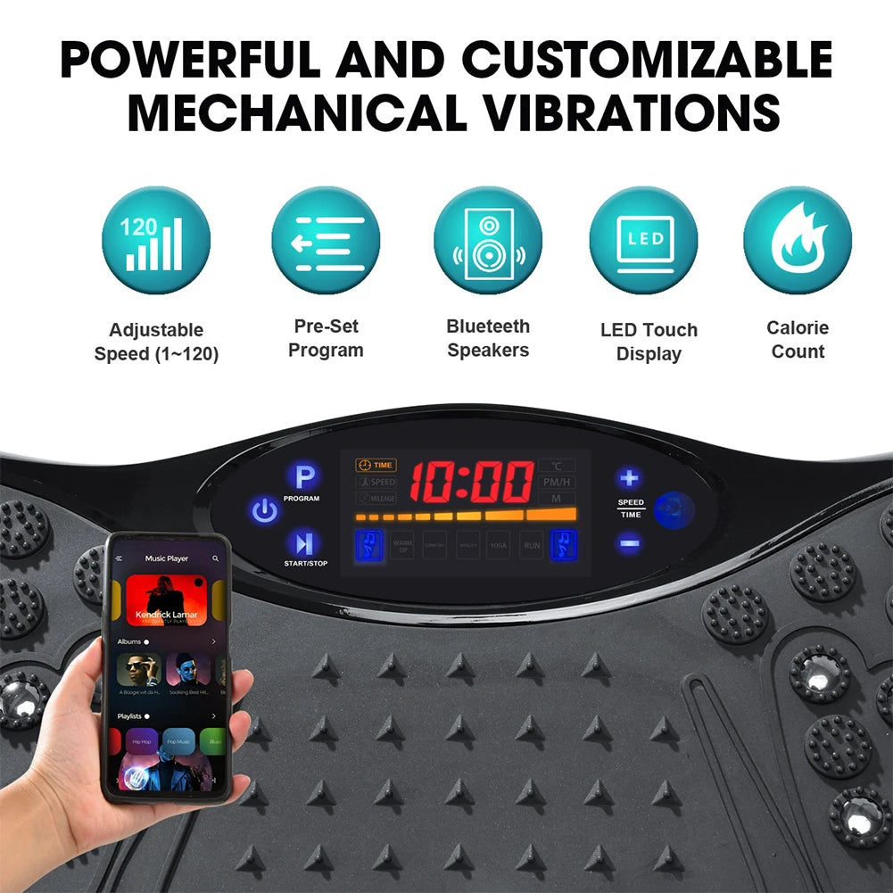 Vibration Plate Exercise Machine | Bluetooth Full Body Shaker with Speed Programs & Foot Massage Pedal