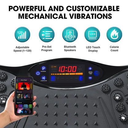 Vibration Plate Exercise Machine | Bluetooth Full Body Shaker with Speed Programs & Foot Massage Pedal
