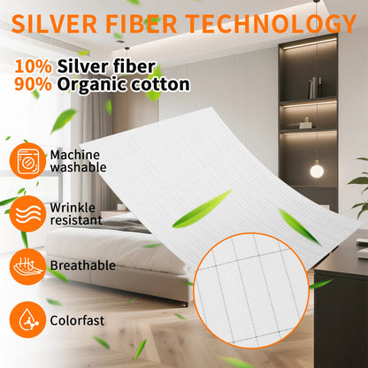 Grounding Bed Sheet | Earthing Sheet with Organic Cotton, Silver Fiber & Conductive Grounding Cable for Better Sleep