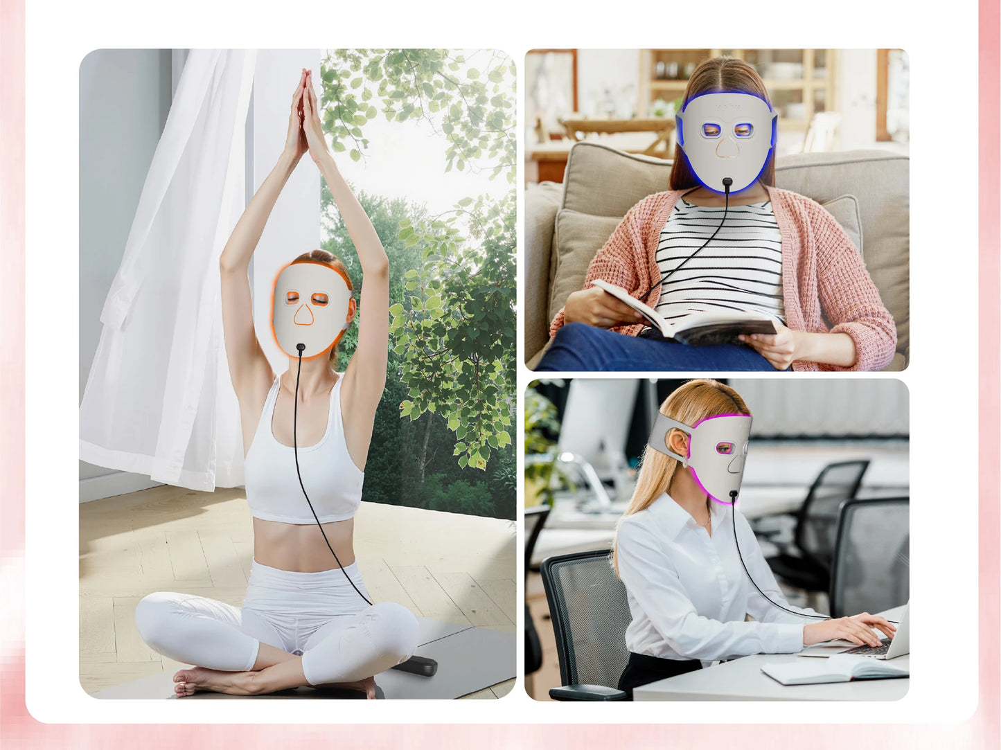 LED Face Mask Light Therapy | Wireless Red Blue Near Infrared Mask for Wrinkles, Acne & Skin Radiance