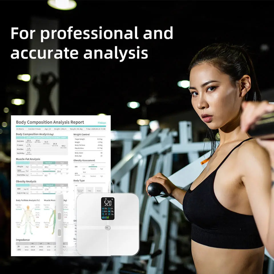 8-Electrode Smart Body Fat Scale with Segmental BIA | 20 Metrics, Color Display, Fitdays App, 24 Users & 400 lb Capacity