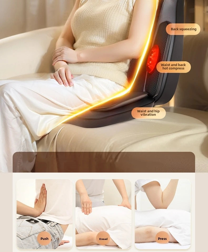 Massage Seat Cushion with Heat | Full Body Vibration Chair Massager for Back, Waist, Thighs, Office & Car