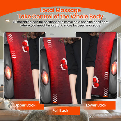 Back Massager Seat Cushion with Heat | Full Back Vibration Chair Massager for Neck, Waist, Hips & Office Chair