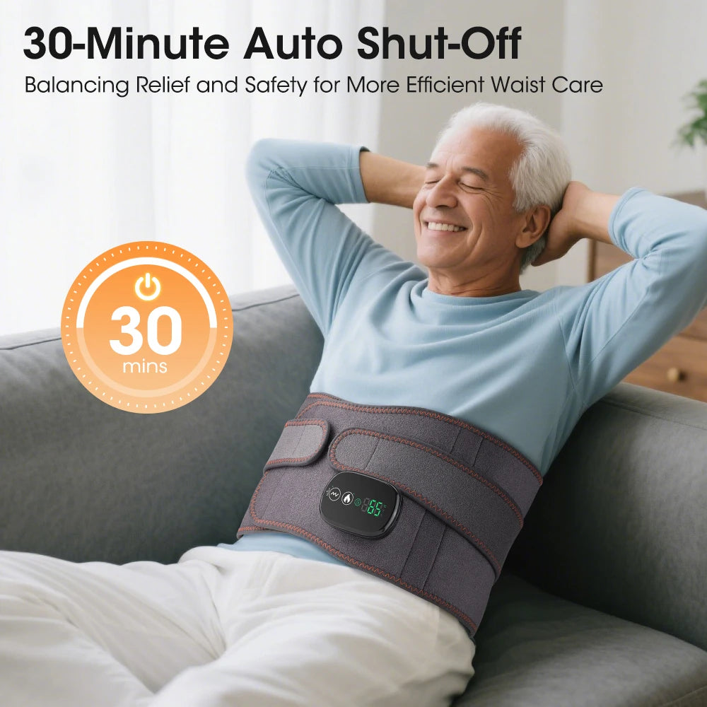 Back Massager Belt with Heat | Cordless Lumbar Heating Pad with Red Light, Vibration & Rechargeable Battery