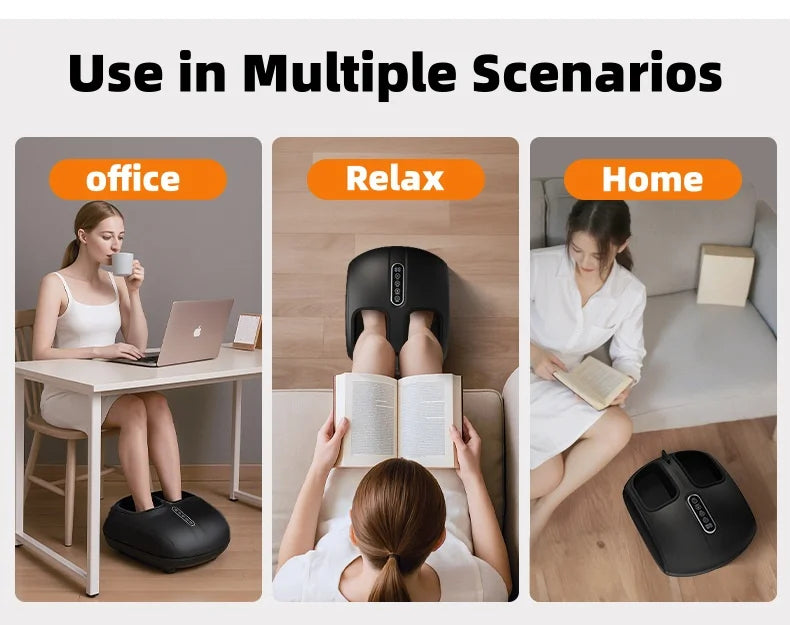 Foot Massager Machine with Heat and Air Compression | Deep Kneading Rollers, Adjustable Intensity, LCD Display & Remote