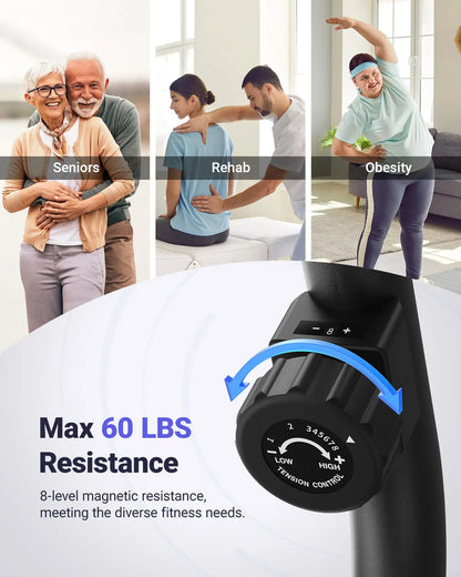 Bluetooth Recumbent Exercise Bike with 8 Magnetic Resistance Levels | Heart Rate Sensors, LCD Monitor, App Sync & 300 lb Capacity