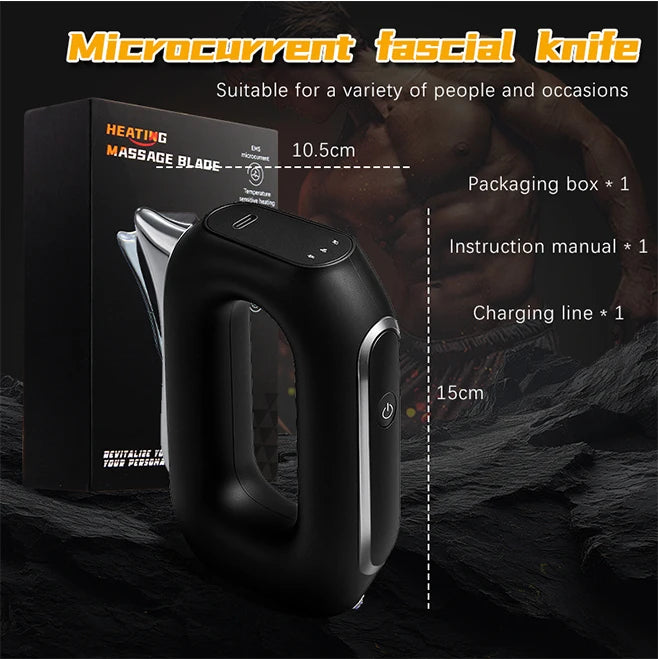 Fascia Scraping Tool Massager with Heat | Electric Muscle Scraper with Vibration, 5 Intensities & USB Charging
