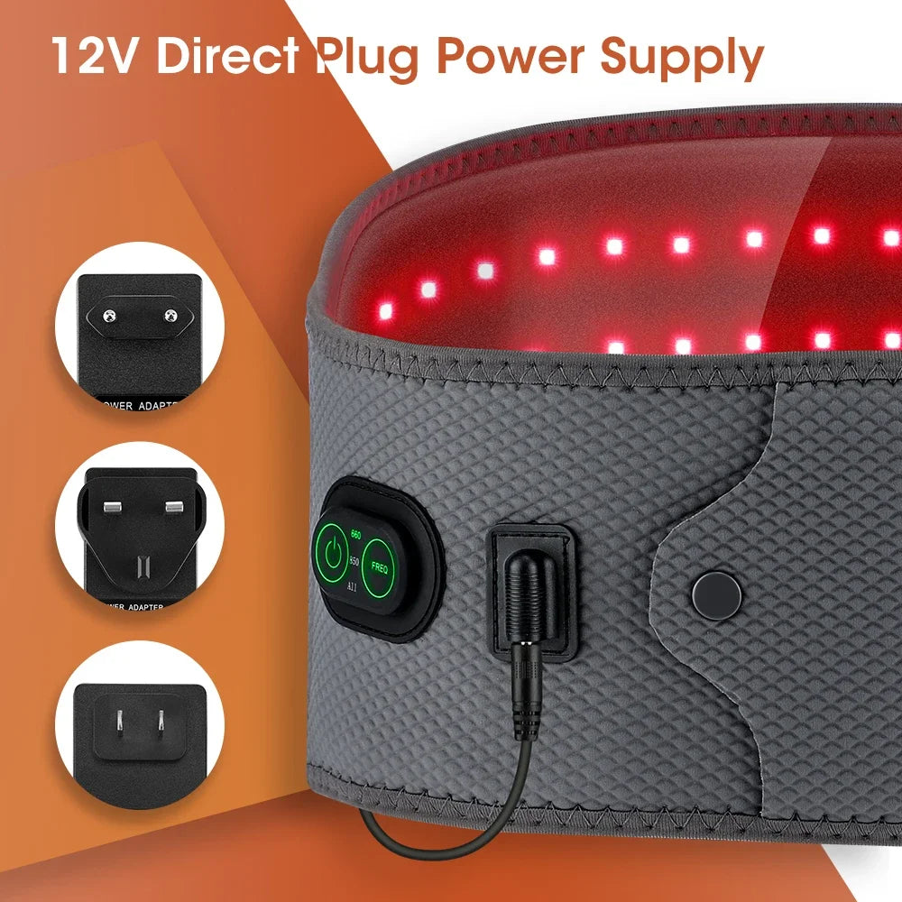 Red Light Therapy Belt | 660nm 850nm Near Infrared Waist Wrap for Lower Back, Lumbar Support & Pain Relief