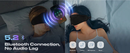 Sleep Headphones Eye Mask | Bluetooth 3D Blackout Sleeping Mask with Wireless Audio for Travel, Naps & Side Sleeping