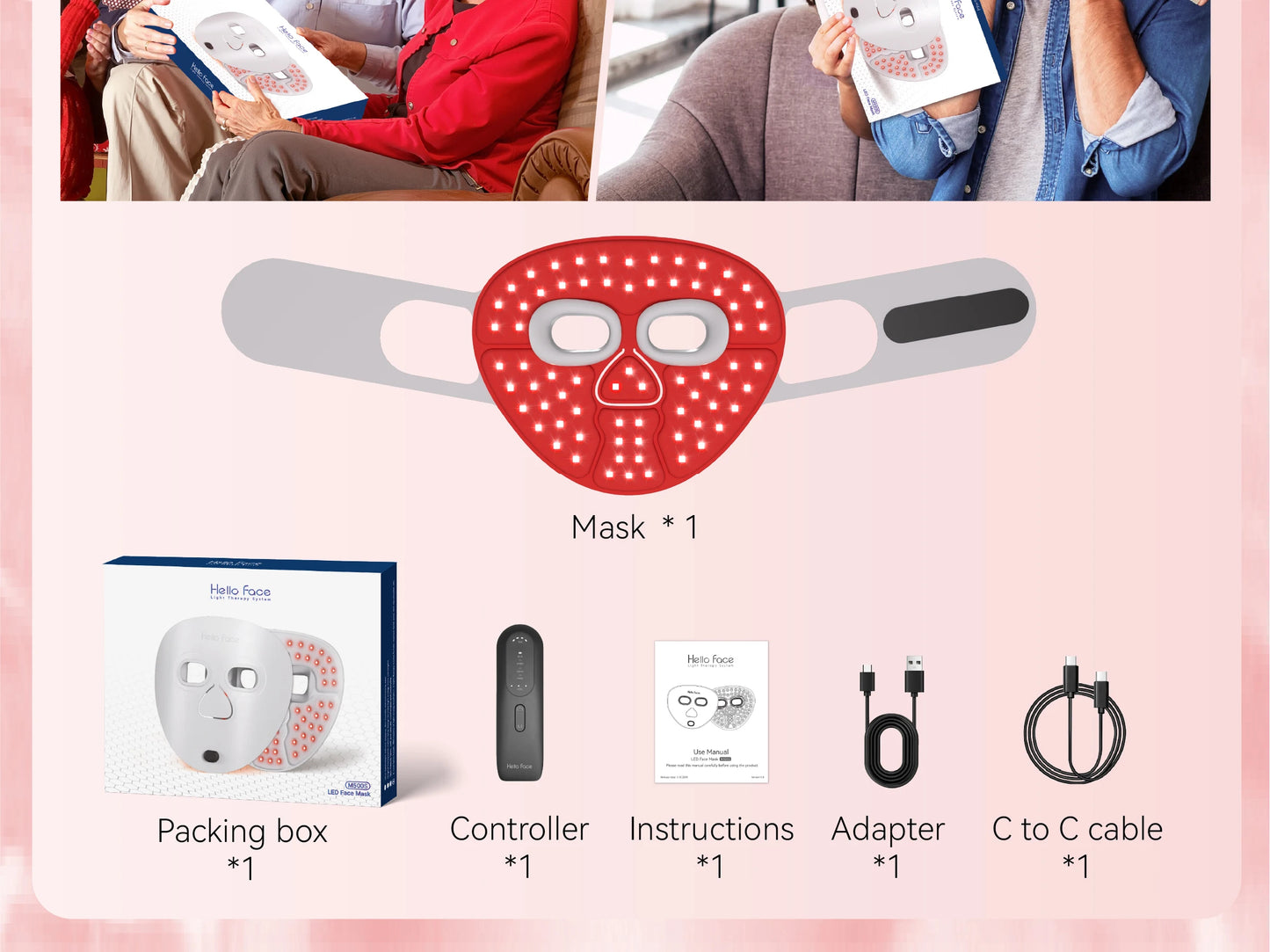 LED Face Mask Light Therapy | Wireless Red Blue Near Infrared Mask for Wrinkles, Acne & Skin Radiance