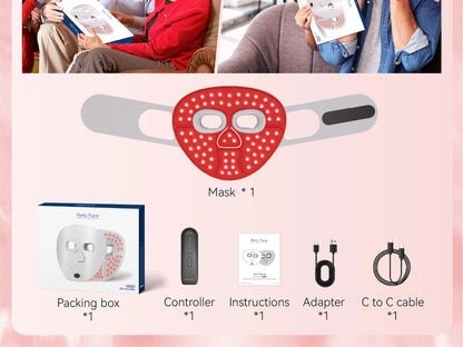 LED Face Mask Light Therapy | Wireless Red Blue Near Infrared Mask for Wrinkles, Acne & Skin Radiance