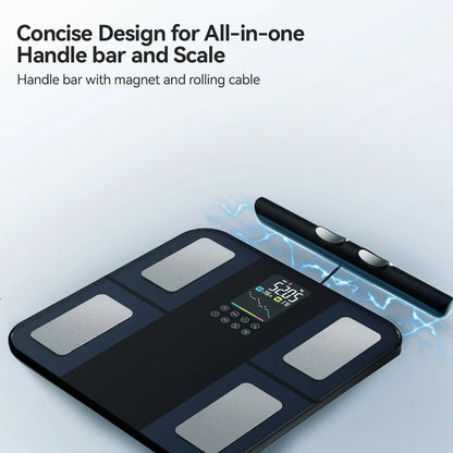 Smart Body Composition Scale | 8-Electrode Digital Body Fat Scale with BMI, Muscle Mass, App Tracking & Handle