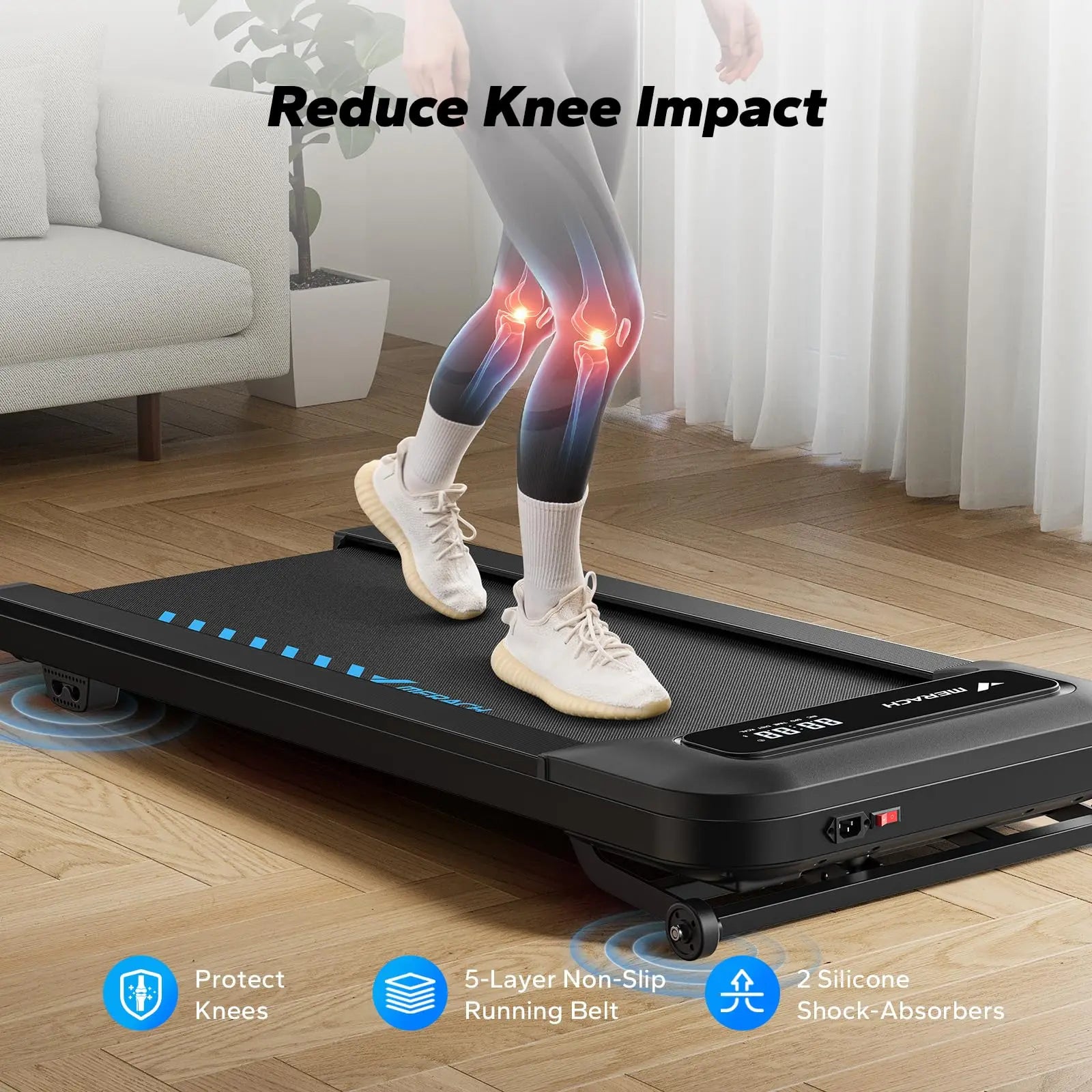 Under Desk Walking Pad Treadmill with 9% Electric Incline | 2.5HP Motor, 265 lb Capacity, Bluetooth App, LED & Remote