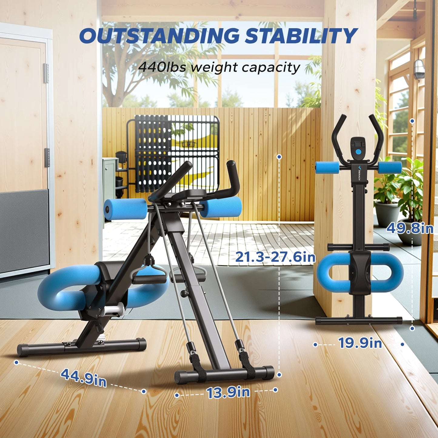 Ab Machine Trainer | Foldable Core Workout Equipment with LCD Display & Knee Protection for Home Gym