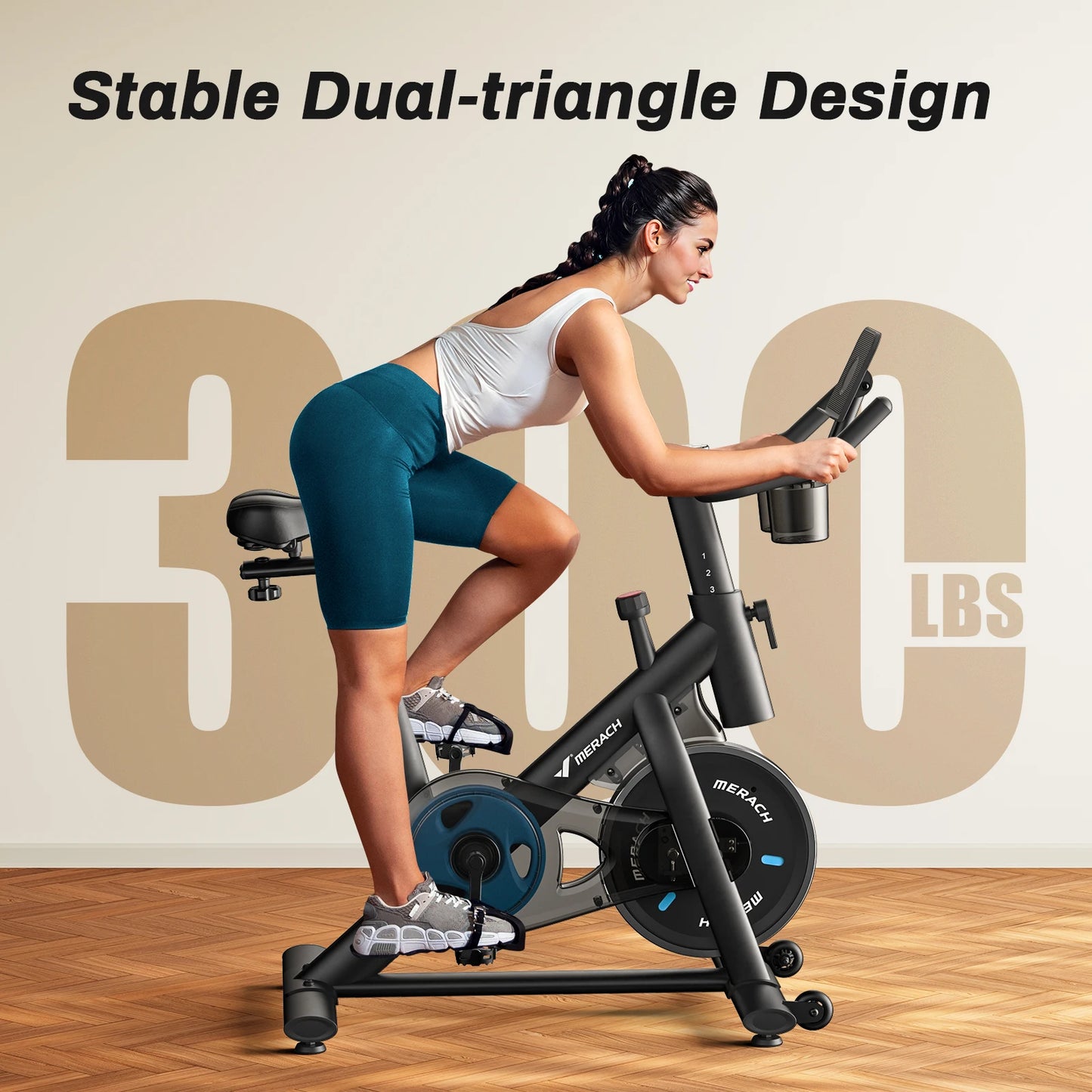 Smart Indoor Cycling Bike with 15 lb Flywheel | Quiet Belt Drive, Bluetooth App Sync, LED Monitor & 300 lb Capacity