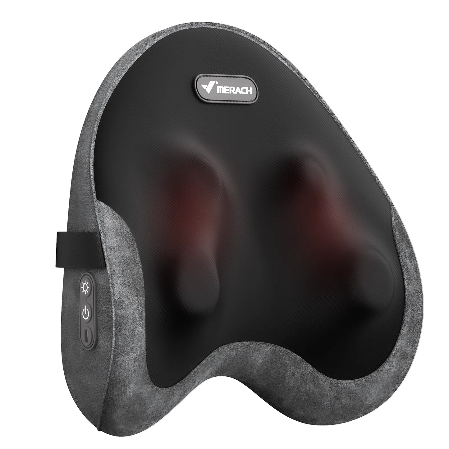 Heated Shiatsu Lumbar Support Pillow with 4 Rotating Nodes | Memory Foam Back Cushion, Reversible Kneading & Washable Cover Black