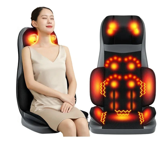 Massage Chair Cushion with Heat | 8D Kneading Neck and Back Massager with Vibration, Lumbar Compression & Remote