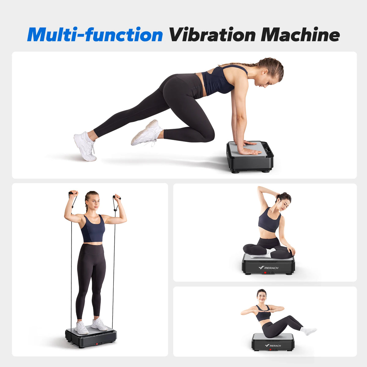 Mini Vibration Plate Exercise Machine, 99 Speeds, 9 Programs, Remote and Resistance Bands