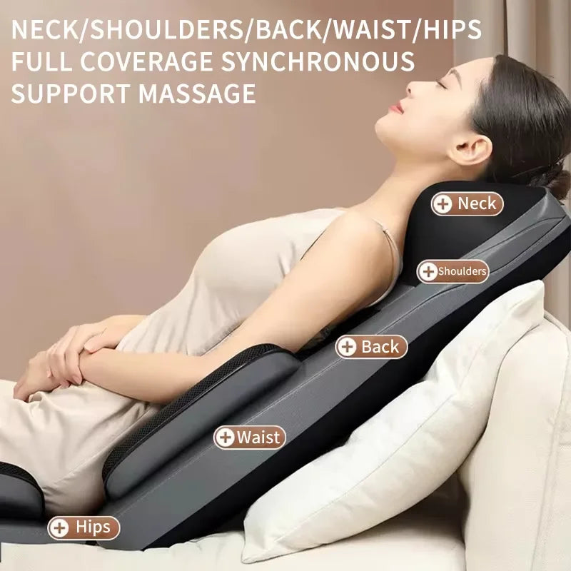 Full Body Massage Cushion with Heat | 8D Kneading Neck-to-Foot Massager with Reclining Backrest & Foot Unit