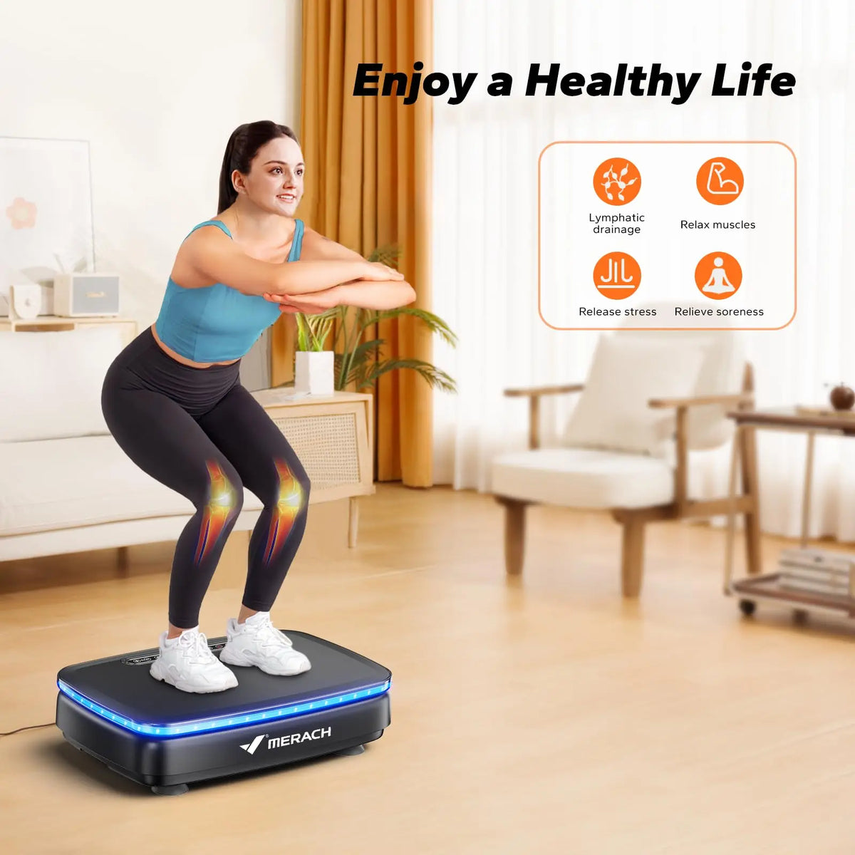 Vibration Plate Exercise Machine with Bluetooth Speaker and LED Lights, 99 Speeds