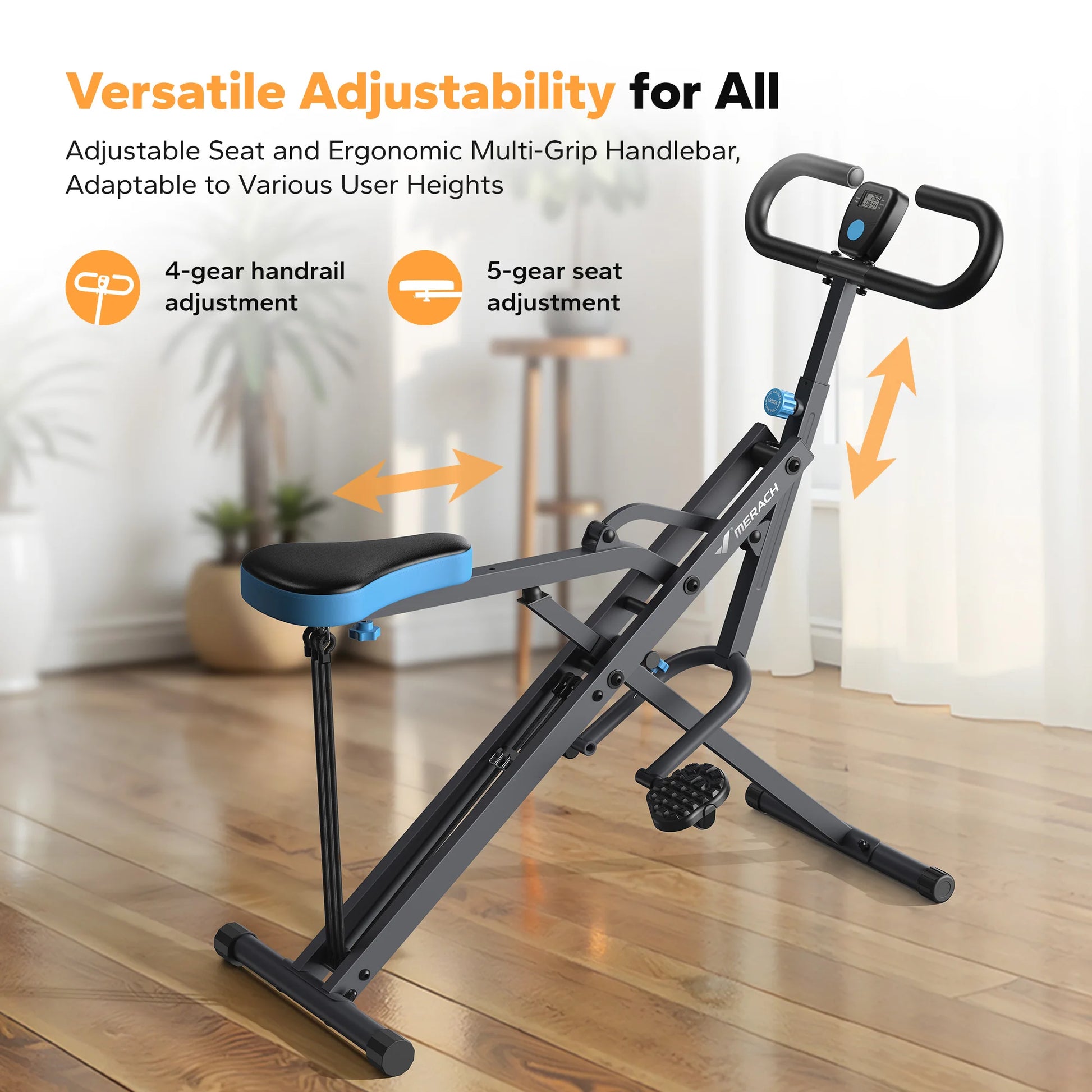 Squat Rowing Machine | 2-in-1 Foldable Full Body Trainer with Adjustable Resistance, 350 lb Support