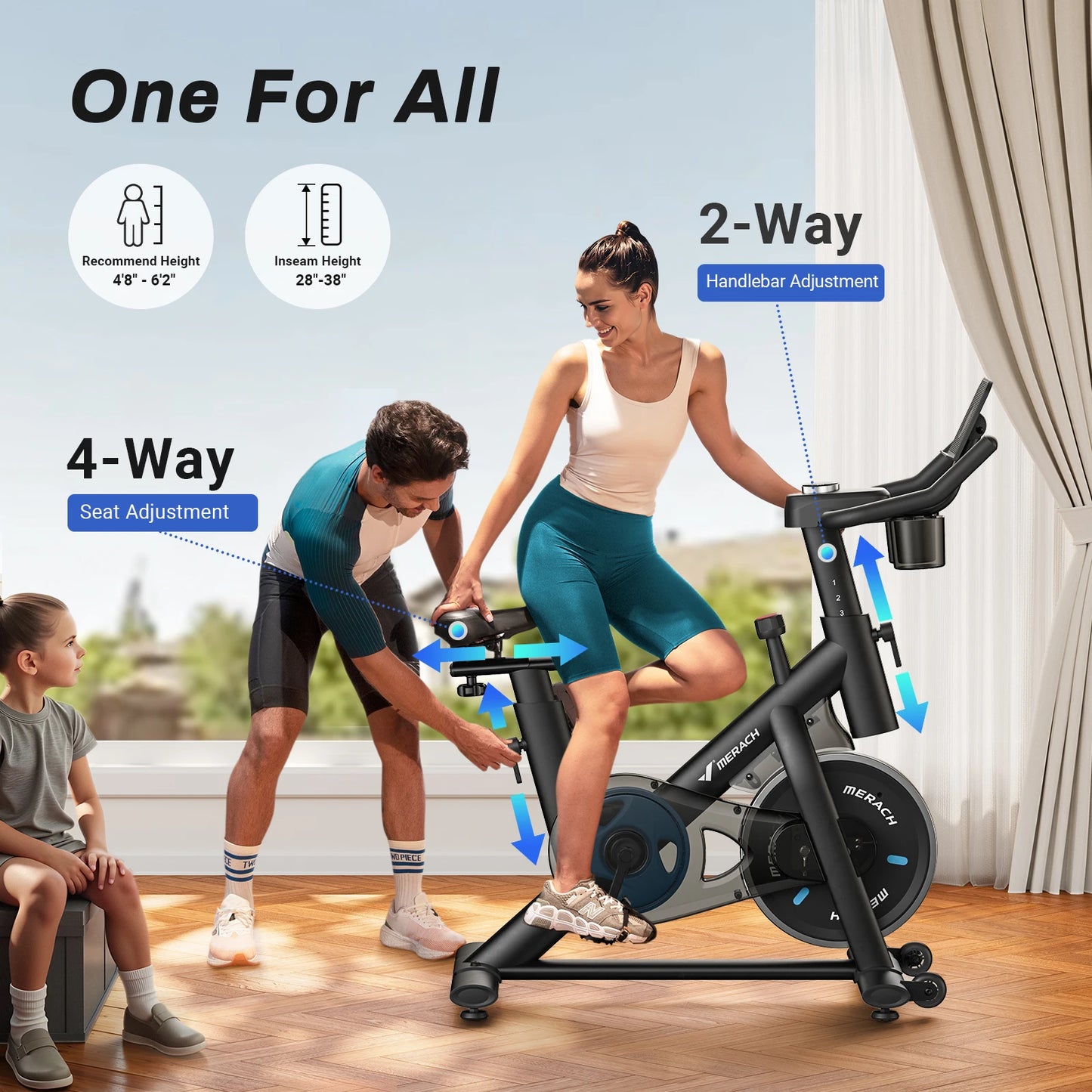 Smart Indoor Cycling Bike with 15 lb Flywheel | Quiet Belt Drive, Bluetooth App Sync, LED Monitor & 300 lb Capacity