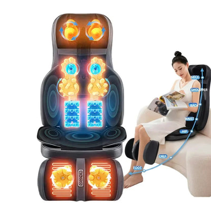 Full Body Massage Cushion with Heat | 8D Kneading Neck-to-Foot Massager with Reclining Backrest & Foot Unit