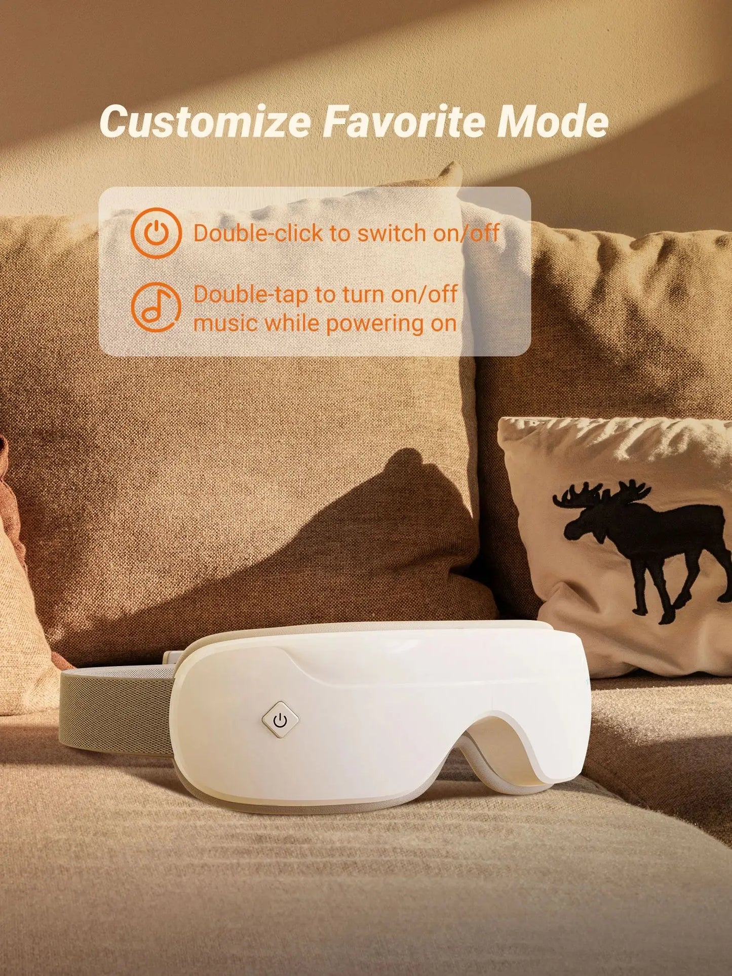 Heated Eye Massager for Eye Strain Relief | Warm Compress, Air Pressure, Bluetooth Music, Foldable Design