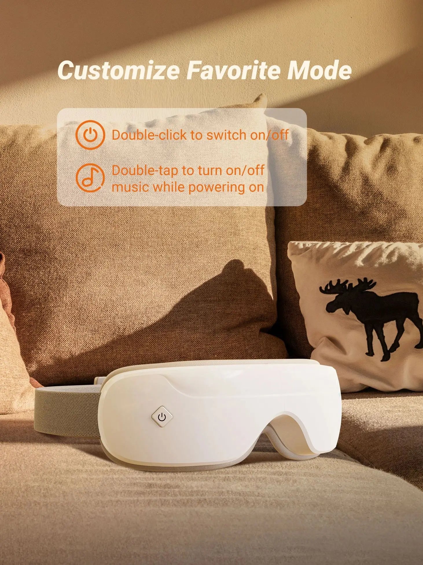 Heated Eye Massager for Eye Strain Relief | Warm Compress, Air Pressure, Bluetooth Music, Foldable Design