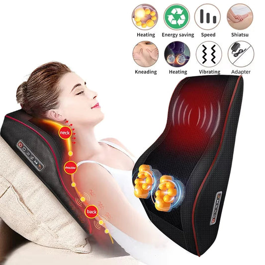 Shiatsu Massage Pillow for Neck and Back with Heat, 16 Nodes and 3 Intensities
