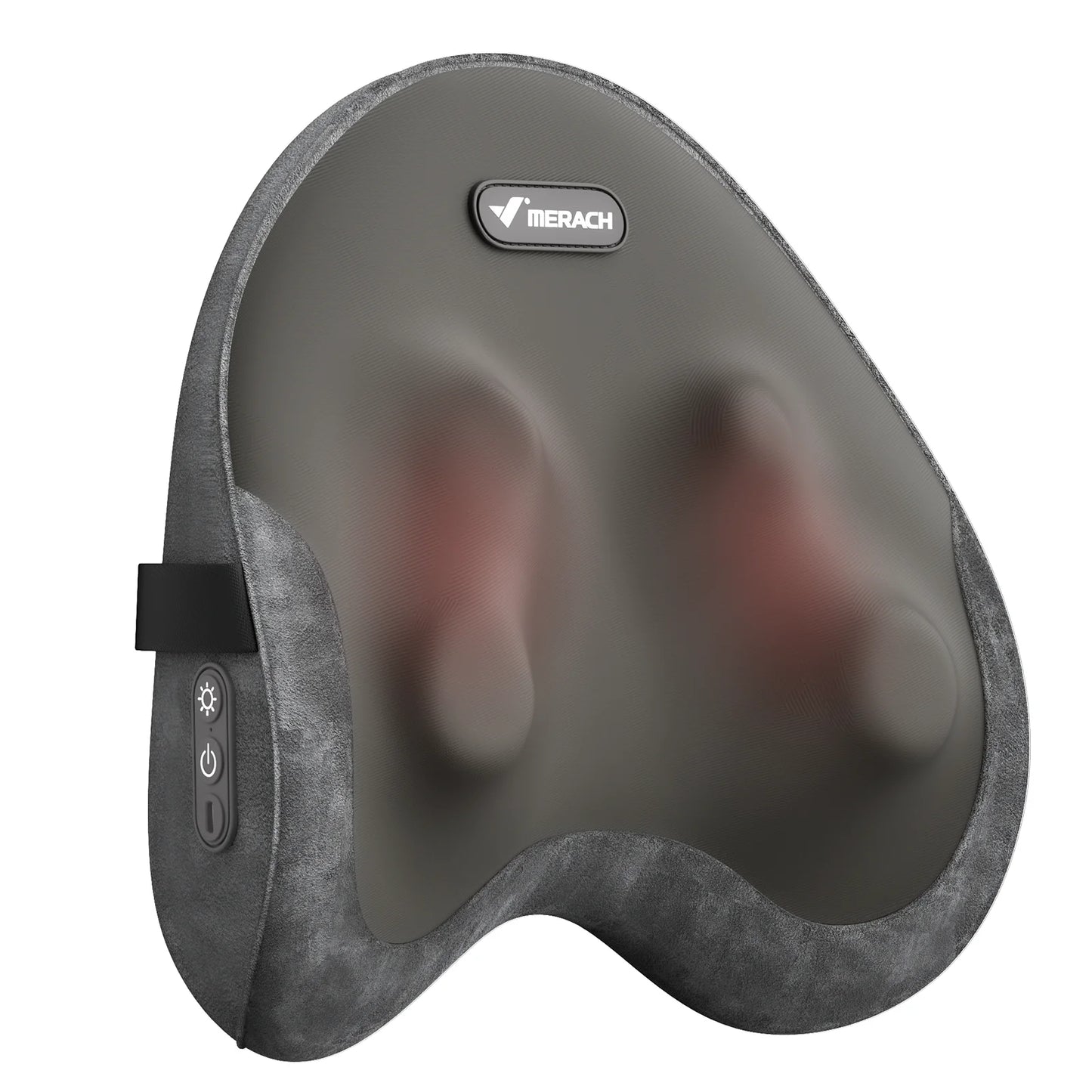 Heated Shiatsu Lumbar Support Pillow with 4 Rotating Nodes | Memory Foam Back Cushion, Reversible Kneading & Washable Cover Gray