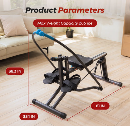 Scull-Style Rowing Machine with 360° Paddle Motion | Adjustable Band Resistance, LCD Monitor & 265 lb Capacity