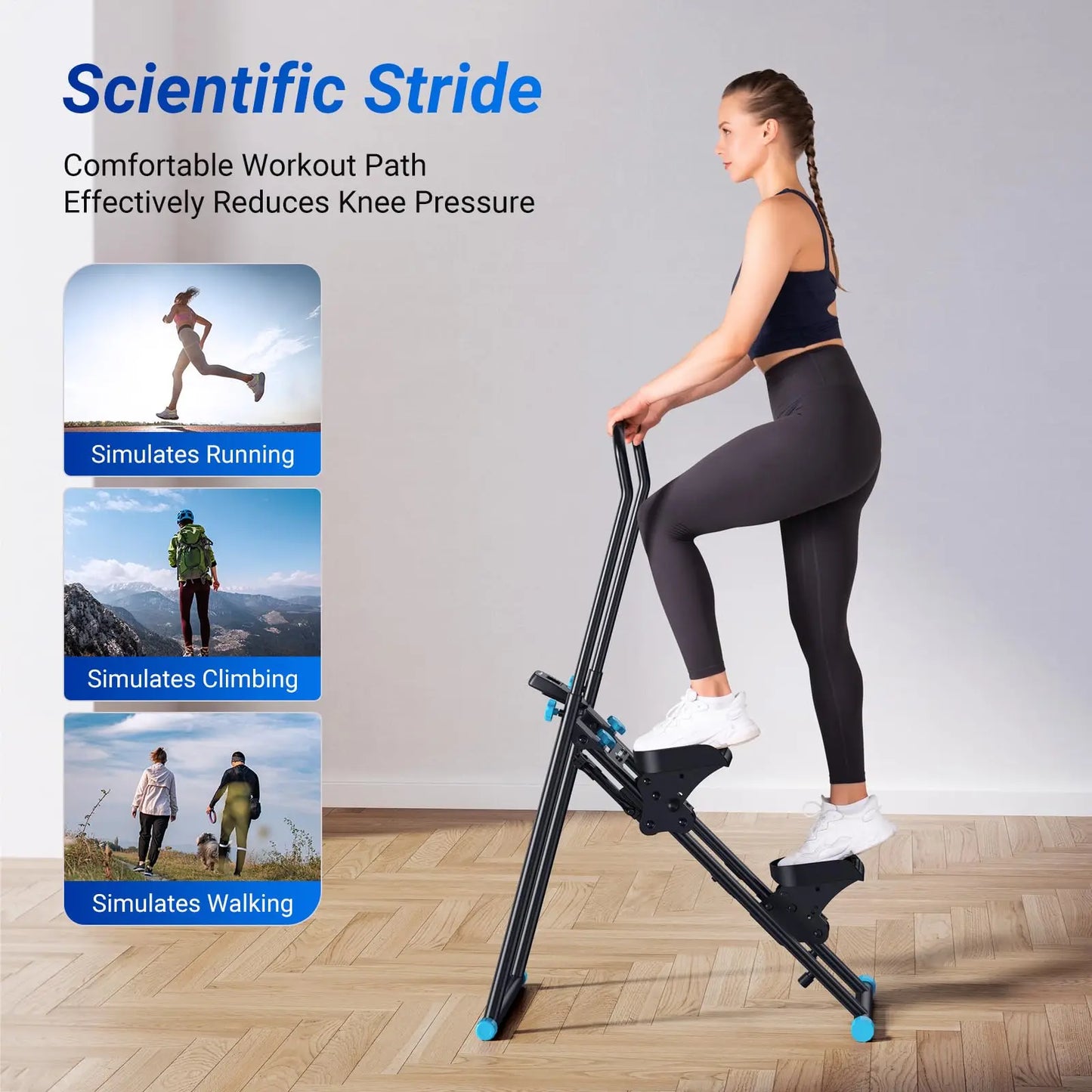 Foldable Vertical Climber Machine | Adjustable Full Body Cardio Trainer with LCD Monitor and 300 lb Capacity