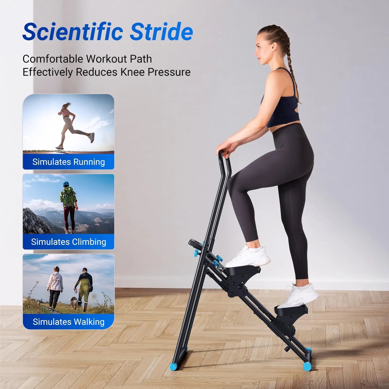 Foldable Vertical Climber Machine | Adjustable Full Body Cardio Trainer with LCD Monitor and 300 lb Capacity